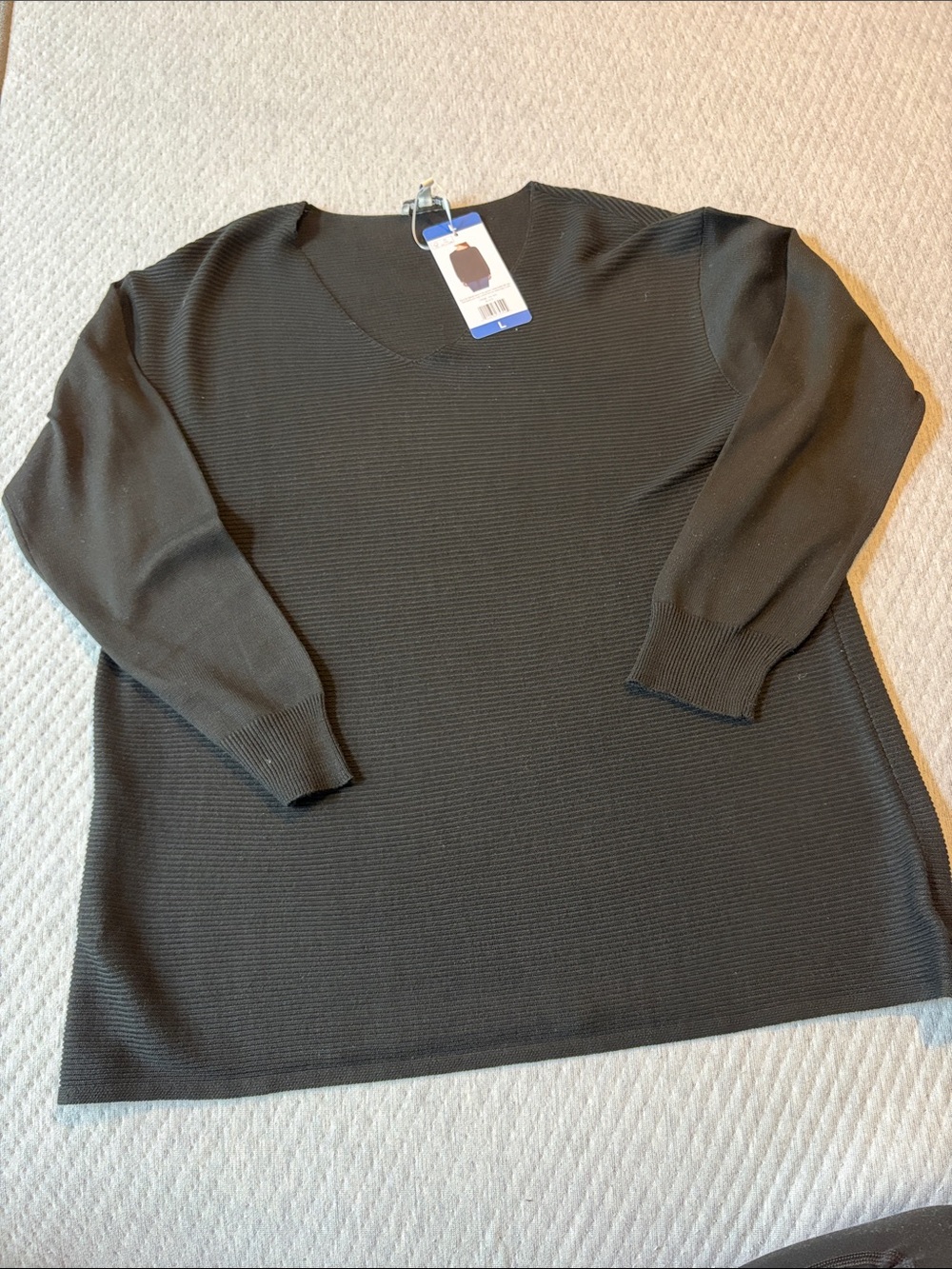 Ella Moss Black Ribbed Long Sleeve Sweater Top